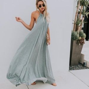 VICI Seadrift Pocketed Halter Maxi Dress (Small)